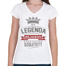 PRINTFASHION Ez a legenda májusban született - Női V-nyakú póló - Fehér női póló