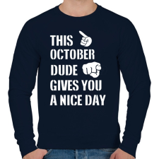 PRINTFASHION Ez a októberi csávó szép napot kíván neked - Férfi pulóver - Sötétkék férfi pulóver, kardigán
