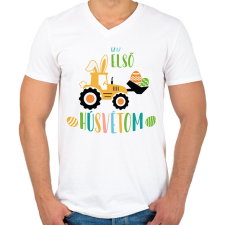 PRINTFASHION Ez az első húsvétom - Férfi V-nyakú póló - Fehér férfi póló