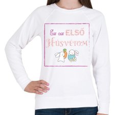 PRINTFASHION Ez az első húsvétom - lány - Női pulóver - Fehér női pulóver, kardigán