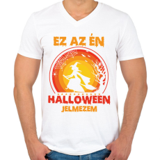 PRINTFASHION Ez az én halloween jelmezem - Férfi V-nyakú póló - Fehér