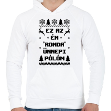 PRINTFASHION Ez az én ünnepi ronda pólóm - Férfi kapucnis pulóver - Fehér