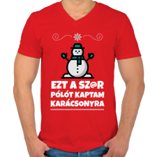 PRINTFASHION Ezt a szar pólót kaptam karácsonyra - Férfi V-nyakú póló - Piros férfi póló