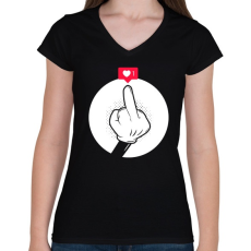 PRINTFASHION Ezt lájkold! - Női V-nyakú póló - Fekete