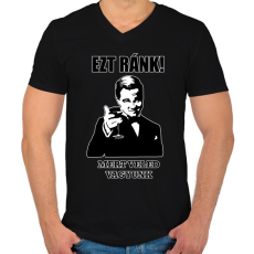 PRINTFASHION Ezt ránk! Mert veled vagyunk - Férfi V-nyakú póló - Fekete