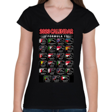 PRINTFASHION F1 2023 Forma 1 naptár - Női V-nyakú póló - Fekete női póló