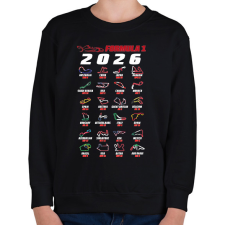 PRINTFASHION F1 2026 versenynaptár - Gyerek pulóver - Fekete gyerek pulóver, kardigán