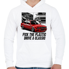 PRINTFASHION F!CK THE PLASTIK - Férfi kapucnis pulóver - Fehér