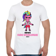 PRINTFASHION Fabio Sparklemane - Fortnite Season 8 - Férfi póló - Fehér
