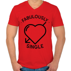 PRINTFASHION Fabulously single - Férfi V-nyakú póló - Piros