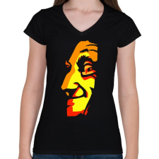 PRINTFASHION Face - Női V-nyakú póló - Fekete női póló