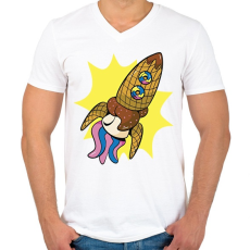 PRINTFASHION Fagyi rakéta - Férfi V-nyakú póló - Fehér