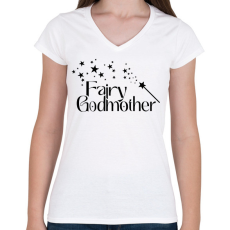 PRINTFASHION Fairy Godmother - Női V-nyakú póló - Fehér