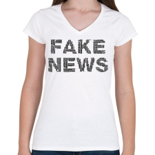 PRINTFASHION FAKE NEWS - Női V-nyakú póló - Fehér női póló