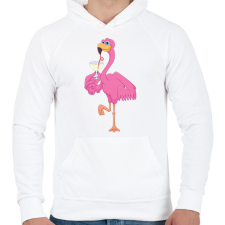 PRINTFASHION falamingo - Férfi kapucnis pulóver - Fehér férfi pulóver, kardigán