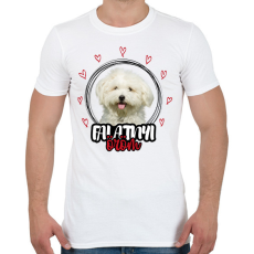 PRINTFASHION Falatnyi öröm - Máltai selyemkutya - Férfi póló - Fehér