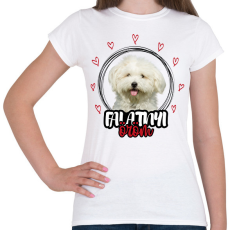PRINTFASHION Falatnyi öröm - Máltai selyemkutya - Női póló - Fehér