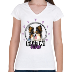 PRINTFASHION Falatnyi öröm - Papillon - Női V-nyakú póló - Fehér