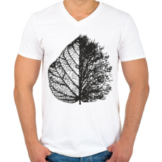 PRINTFASHION Falevél - Férfi V-nyakú póló - Fehér