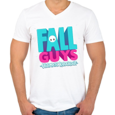 PRINTFASHION Fall Guys Ultimate Knockout - Férfi V-nyakú póló - Fehér