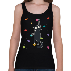 PRINTFASHION Falmászó cica - Női atléta - Fekete