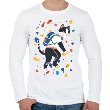 PRINTFASHION Falmászó macska - Férfi hosszú ujjú póló - Fehér férfi póló