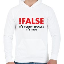 PRINTFASHION !false - programozó vicc - Férfi kapucnis pulóver - Fehér férfi pulóver, kardigán