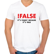 PRINTFASHION !false - programozó vicc - Férfi V-nyakú póló - Fehér férfi póló