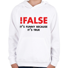 PRINTFASHION !false - programozó vicc - Gyerek kapucnis pulóver - Fehér gyerek pulóver, kardigán