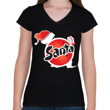 PRINTFASHION fanta santa - Női V-nyakú póló - Fekete női póló