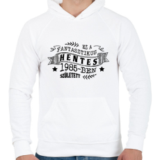 PRINTFASHION Fantasztikus hentes - Évszámmal - Férfi kapucnis pulóver - Fehér