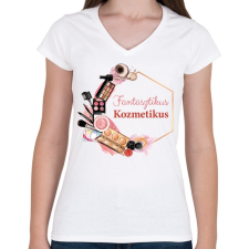 PRINTFASHION Fantasztikus Kozmetikus - Női V-nyakú póló - Fehér női póló