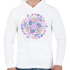 PRINTFASHION Fantázia mandala - Férfi kapucnis pulóver - Fehér