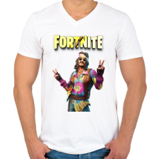 PRINTFASHION Far out man Fortnite - Férfi V-nyakú póló - Fehér férfi póló