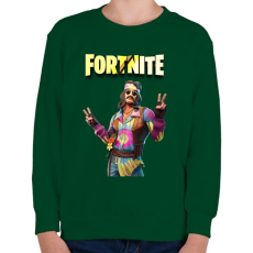 PRINTFASHION Far out man Fortnite - Gyerek pulóver - Sötétzöld