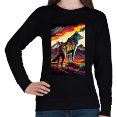 PRINTFASHION Farkas a hegyvidéken színes - Női pulóver - Fekete