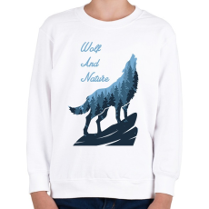 PRINTFASHION Farkas és a természet - Gyerek pulóver - Fehér