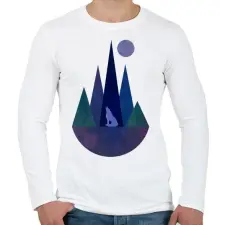 PRINTFASHION Farkas és hegyek 1 - Férfi hosszú ujjú póló - Fehér férfi póló