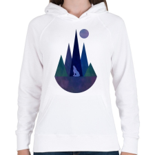 PRINTFASHION Farkas és hegyek 1 - Női kapucnis pulóver - Fehér női pulóver, kardigán