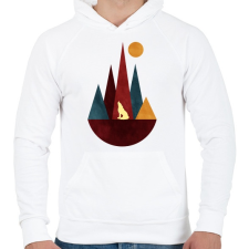 PRINTFASHION Farkas és hegyek 3 - Férfi kapucnis pulóver - Fehér férfi pulóver, kardigán