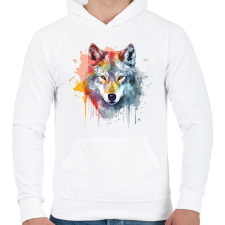 PRINTFASHION Farkas - Férfi kapucnis pulóver - Fehér férfi pulóver, kardigán