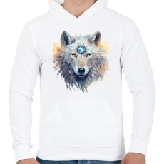 PRINTFASHION farkas - Férfi kapucnis pulóver - Fehér