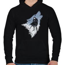 PRINTFASHION Farkas - Férfi kapucnis pulóver - Fekete férfi pulóver, kardigán