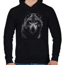 PRINTFASHION farkas - Férfi kapucnis pulóver - Fekete férfi pulóver, kardigán
