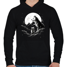PRINTFASHION farkas - Férfi kapucnis pulóver - Fekete férfi pulóver, kardigán