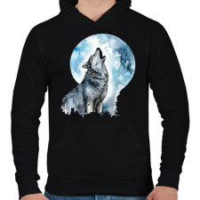 PRINTFASHION Farkas - Férfi kapucnis pulóver - Fekete férfi pulóver, kardigán