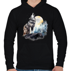 PRINTFASHION Farkas  - Férfi kapucnis pulóver - Fekete