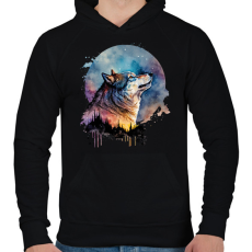 PRINTFASHION Farkas  - Férfi kapucnis pulóver - Fekete