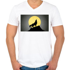 PRINTFASHION farkas - Férfi V-nyakú póló - Fehér
