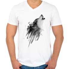 PRINTFASHION Farkas - Férfi V-nyakú póló - Fehér